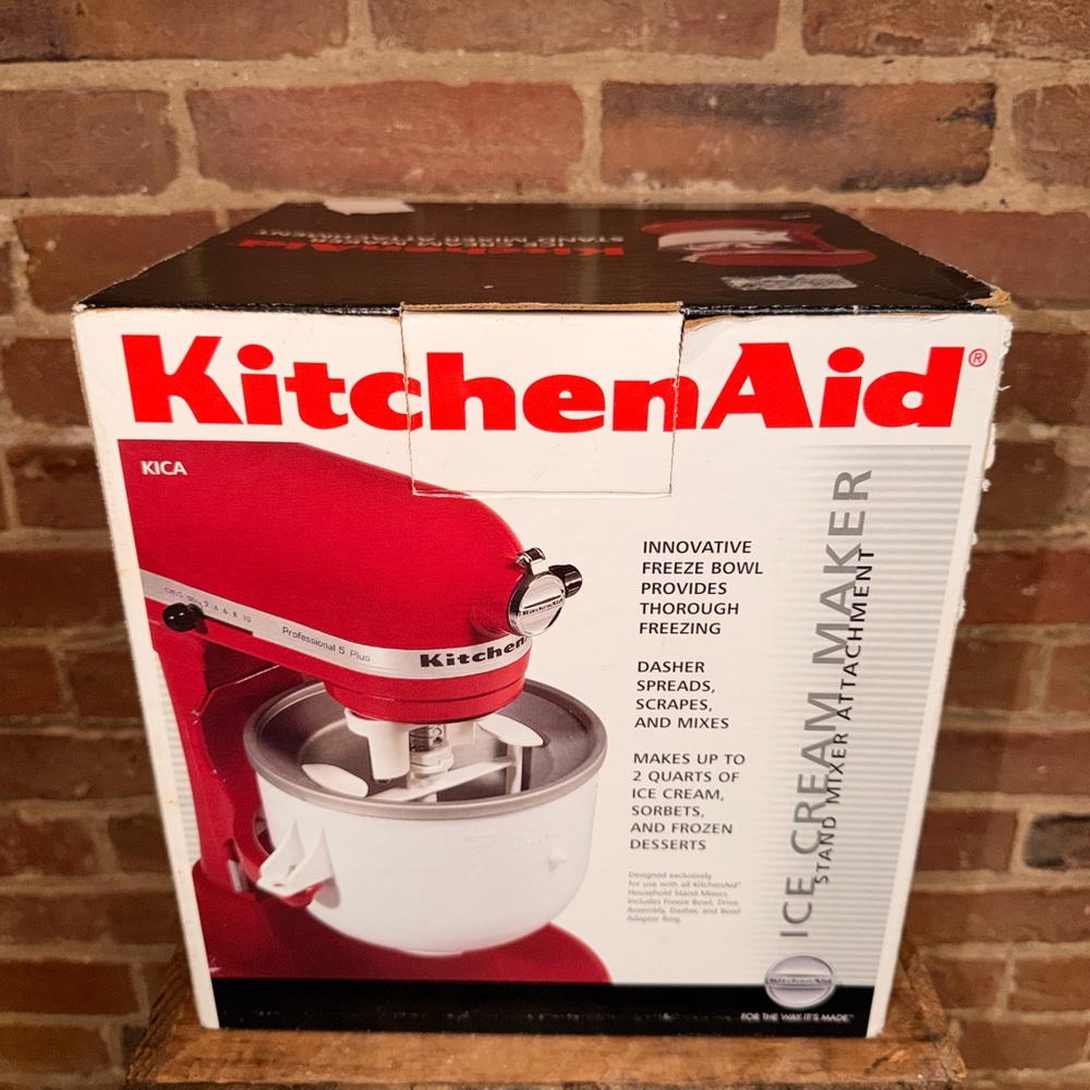 KitchenAid Red and White Ice Cream Maker Attachment for Stand Mixers